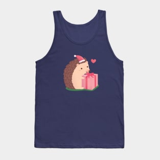 Cute Little Hedgehog With Christmas Present Tank Top